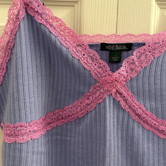 SET OF (2) Wild Fable Lace Trim Ribbed Tank Top Size Large - Picture 3 of 13